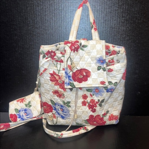 Floral Quilted Backpack - Picture 1 of 7